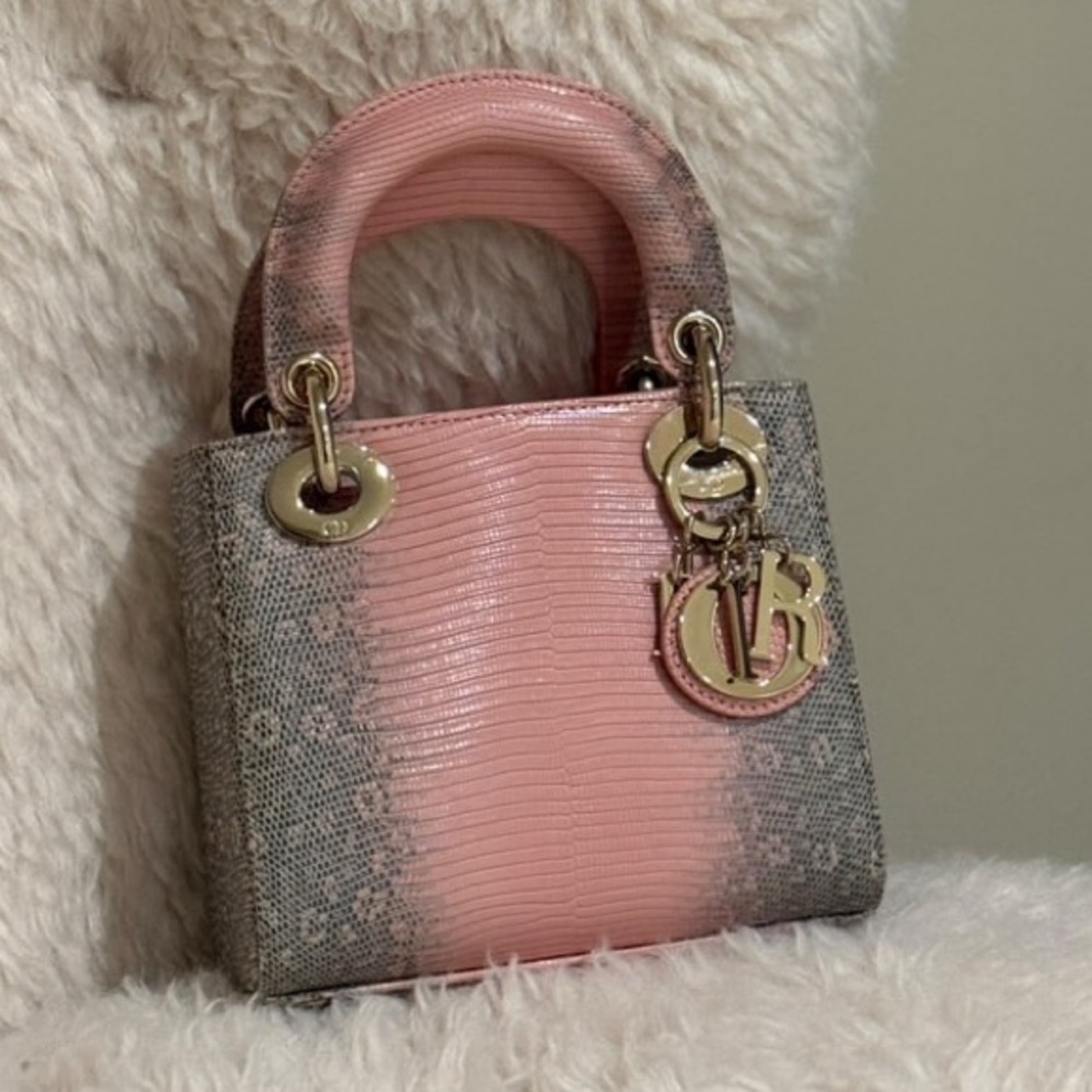 Mini lady Dior lizard ombré RARE authentic full set with receipt